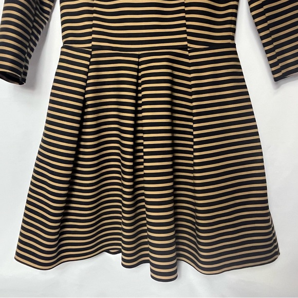 GAP | Striped Black & Tan | Full Pleated Circle Mini Dress | Sz 4 - Picture 5 of 12